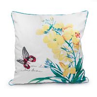 декоративная подушка белая с желтым цветком botanical style в Армавире