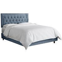 кровать двуспальная 180х200 голубая с каретной стяжкой alix steel blue в Армавире